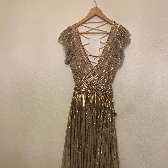 Mac Duggal Dress Sequin cut out Lace up gown - Picture 10 of 14